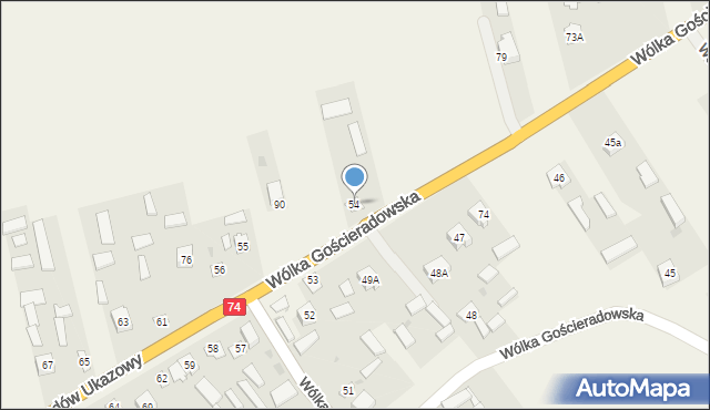 Wólka Gościeradowska, Wólka Gościeradowska, 54, mapa Wólka Gościeradowska