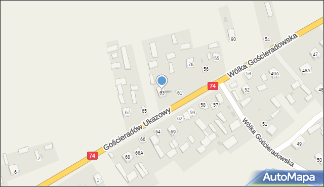 Wólka Gościeradowska, Wólka Gościeradowska, 63, mapa Wólka Gościeradowska