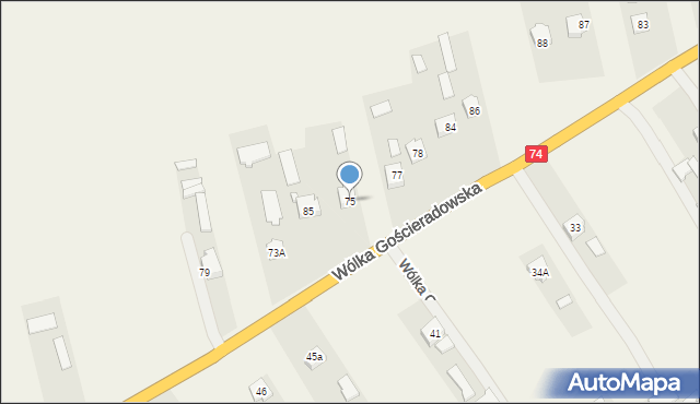 Wólka Gościeradowska, Wólka Gościeradowska, 75, mapa Wólka Gościeradowska