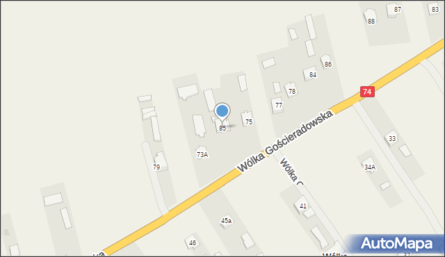 Wólka Gościeradowska, Wólka Gościeradowska, 85, mapa Wólka Gościeradowska