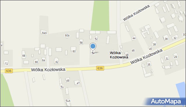 Wólka Kozłowska, Wólka Kozłowska, 54, mapa Wólka Kozłowska