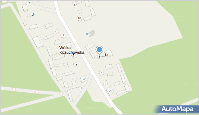 Wólka Kożuchowska, Wólka Kożuchowska, 8, mapa Wólka Kożuchowska