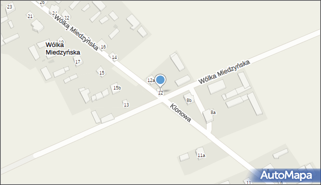 Wólka Miedzyńska, Wólka Miedzyńska, 12, mapa Wólka Miedzyńska