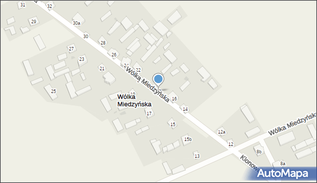 Wólka Miedzyńska, Wólka Miedzyńska, 18, mapa Wólka Miedzyńska