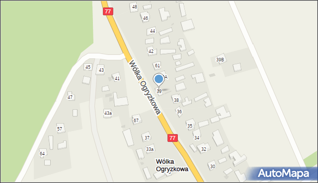 Wólka Ogryzkowa, Wólka Ogryzkowa, 39, mapa Wólka Ogryzkowa