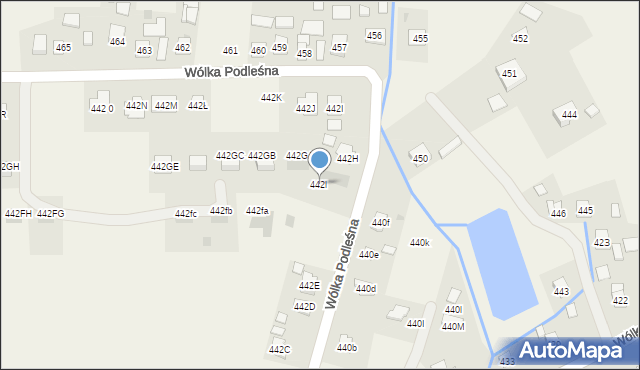 Wólka Podleśna, Wólka Podleśna, 442l, mapa Wólka Podleśna