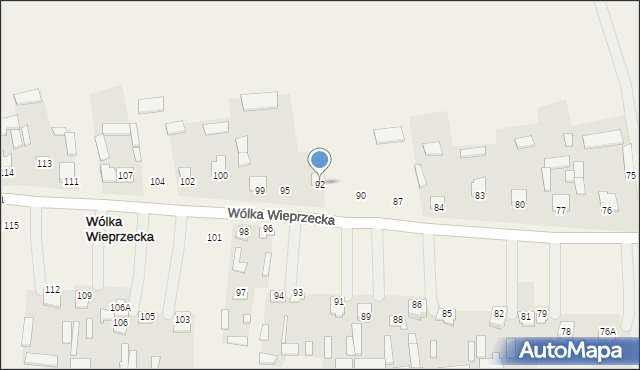 Wólka Wieprzecka, Wólka Wieprzecka, 92, mapa Wólka Wieprzecka