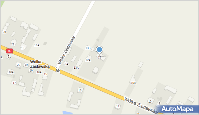 Wólka Zastawska, Wólka Zastawska, 12, mapa Wólka Zastawska