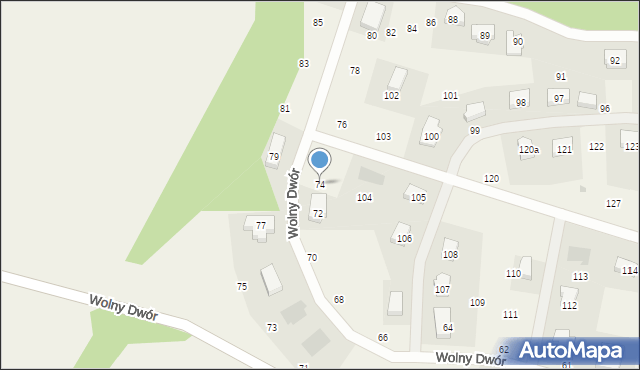 Wolny Dwór, Wolny Dwór, 74, mapa Wolny Dwór
