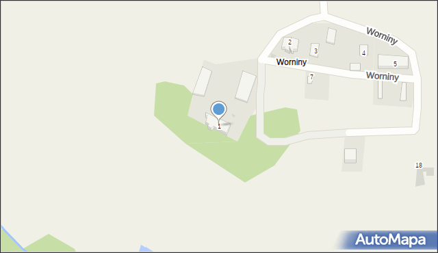 Worniny, Worniny, 1, mapa Worniny