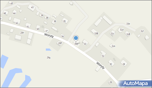 Woryty, Woryty, 33A, mapa Woryty