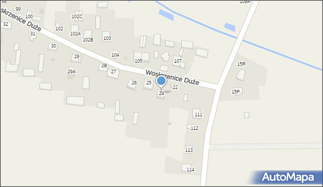 Woskrzenice Duże, Woskrzenice Duże, 24, mapa Woskrzenice Duże