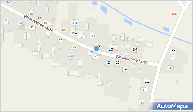 Woskrzenice Duże, Woskrzenice Duże, 27, mapa Woskrzenice Duże