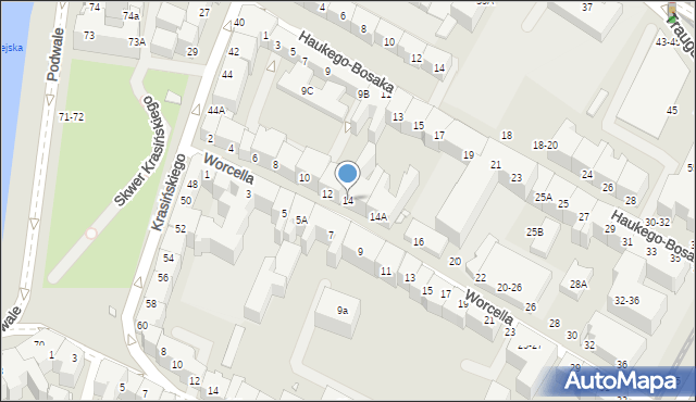 Wrocław, Worcella Stanisława, 14, mapa Wrocławia