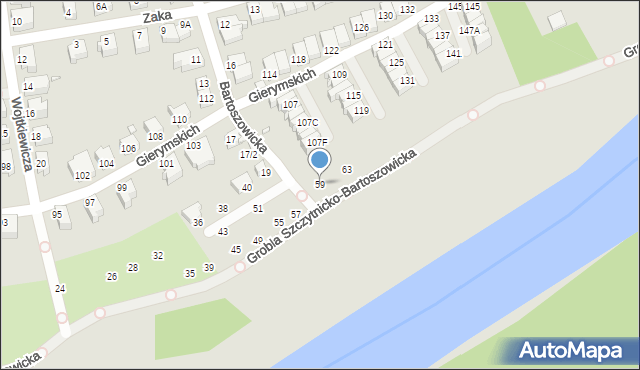 Wrocław, Wojtkiewicza Witolda, 59, mapa Wrocławia