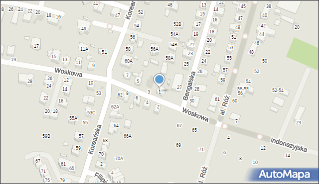 Wrocław, Woskowa, 1, mapa Wrocławia