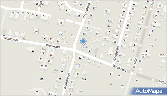 Wrocław, Woskowa, 7, mapa Wrocławia