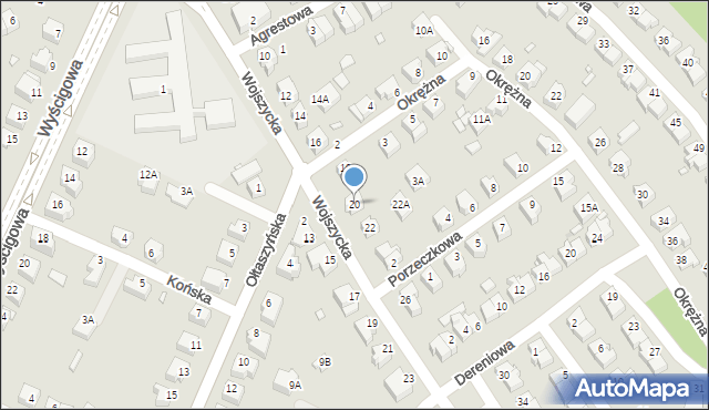 Wrocław, Wojszycka, 20, mapa Wrocławia