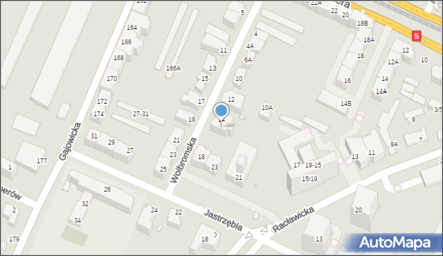 Wrocław, Wolbromska, 16, mapa Wrocławia
