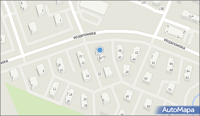 Wrocław, Wojanowska, 34, mapa Wrocławia