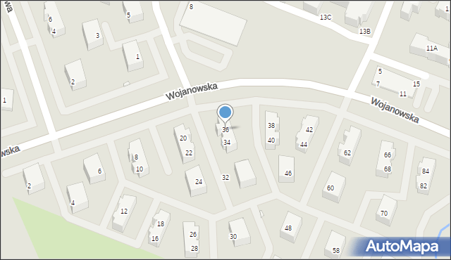 Wrocław, Wojanowska, 36, mapa Wrocławia