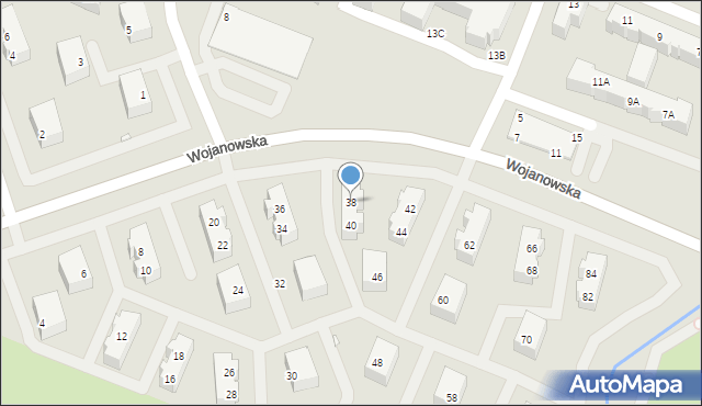 Wrocław, Wojanowska, 38, mapa Wrocławia