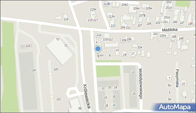 Wrocław, Wołodyjowskiego Michała, 6, mapa Wrocławia