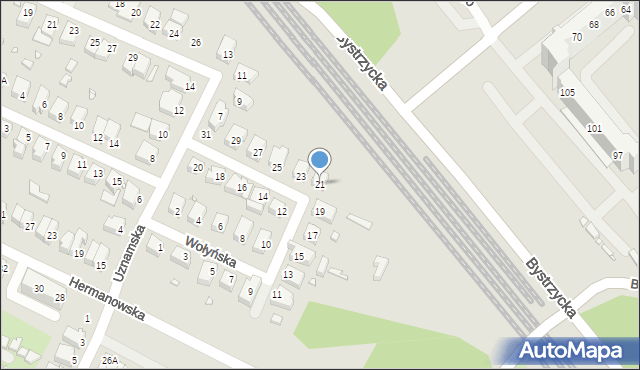 Wrocław, Wołyńska, 21, mapa Wrocławia