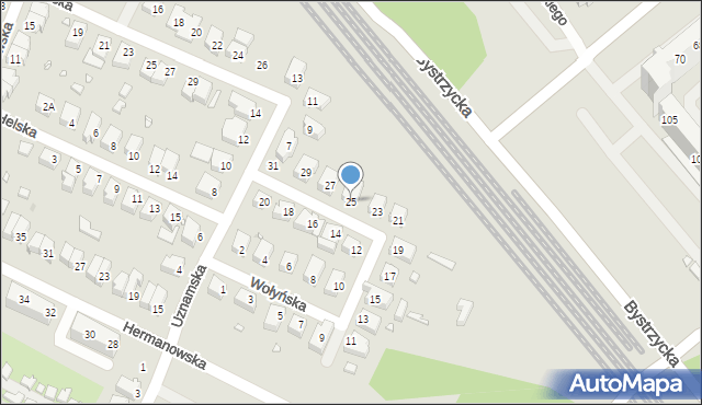 Wrocław, Wołyńska, 25, mapa Wrocławia