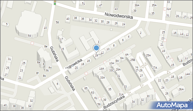 Wrocław, Wojrowicka, 14, mapa Wrocławia