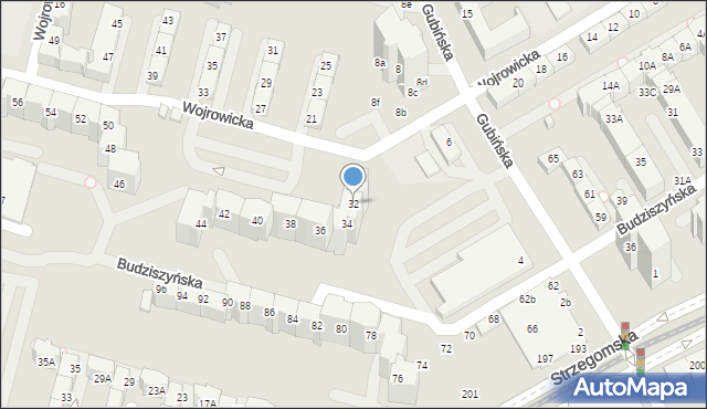 Wrocław, Wojrowicka, 32, mapa Wrocławia