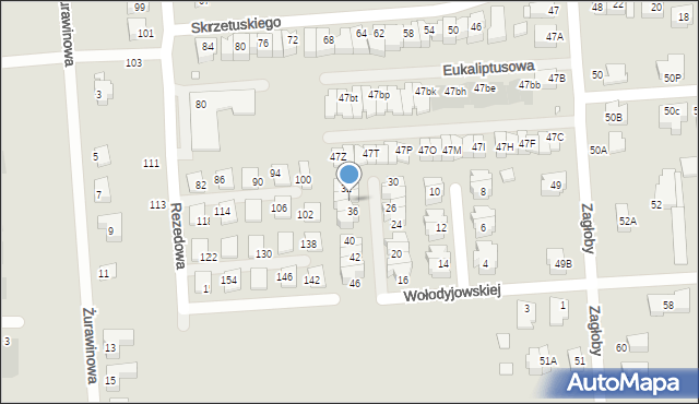 Wrocław, Wołodyjowskiej Basi, 34, mapa Wrocławia