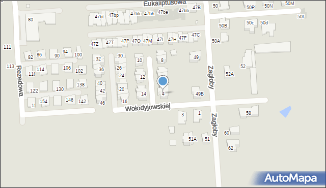 Wrocław, Wołodyjowskiej Basi, 4, mapa Wrocławia