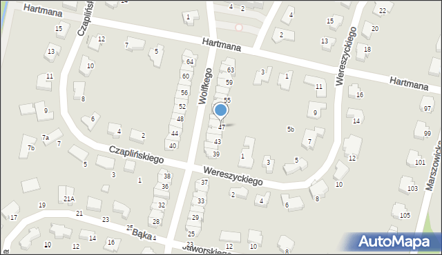 Wrocław, Wolfkego Mieczysława, 47, mapa Wrocławia