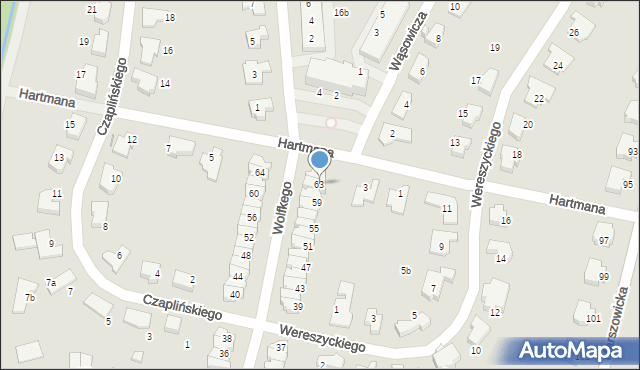 Wrocław, Wolfkego Mieczysława, 63, mapa Wrocławia