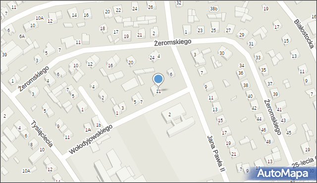 Wysokie Mazowieckie, Wołodyjowskiego Michała, 11, mapa Wysokie Mazowieckie