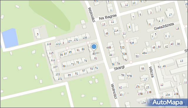 Ząbki, Wolności, 83, mapa Ząbki