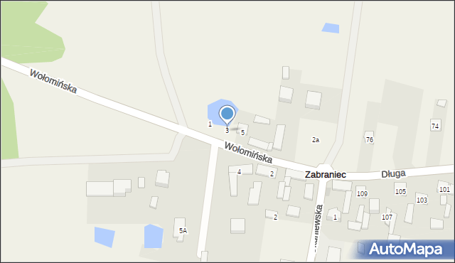 Zabraniec, Wołomińska, 3, mapa Zabraniec