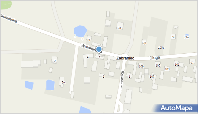 Zabraniec, Wołomińska, 6, mapa Zabraniec