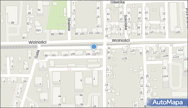 Zabrze, Wolności, 111, mapa Zabrza