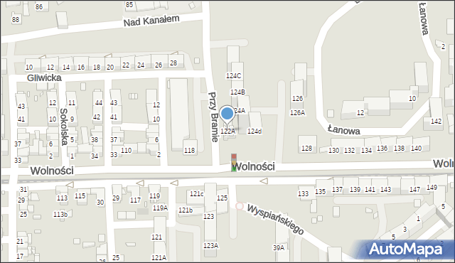 Zabrze, Wolności, 122A, mapa Zabrza