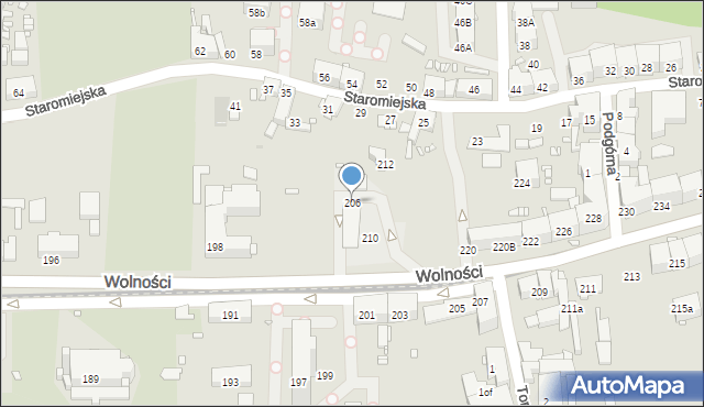 Zabrze, Wolności, 206, mapa Zabrza