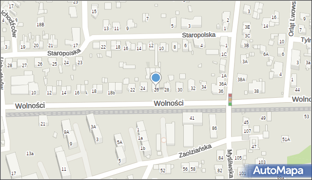 Zabrze, Wolności, 26, mapa Zabrza