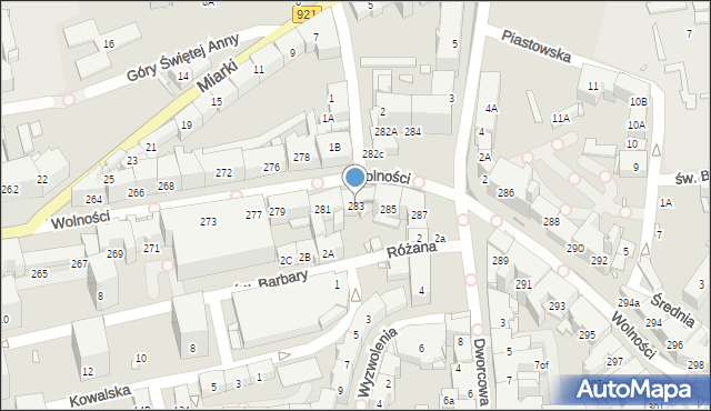 Zabrze, Wolności, 283, mapa Zabrza