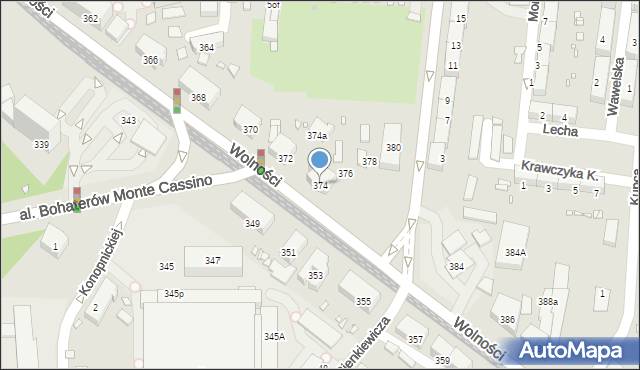 Zabrze, Wolności, 374, mapa Zabrza