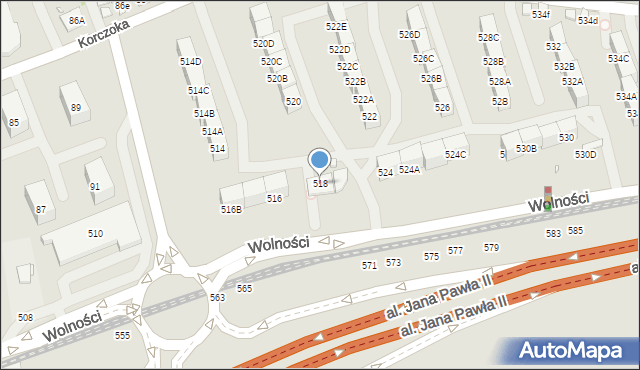 Zabrze, Wolności, 518, mapa Zabrza