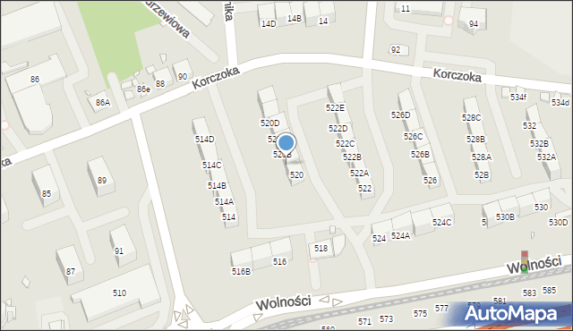 Zabrze, Wolności, 520A, mapa Zabrza