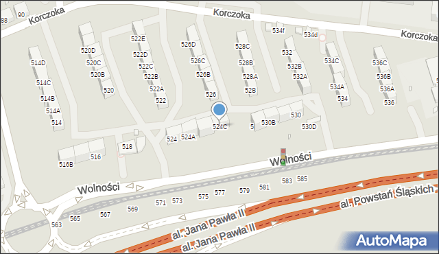 Zabrze, Wolności, 524C, mapa Zabrza