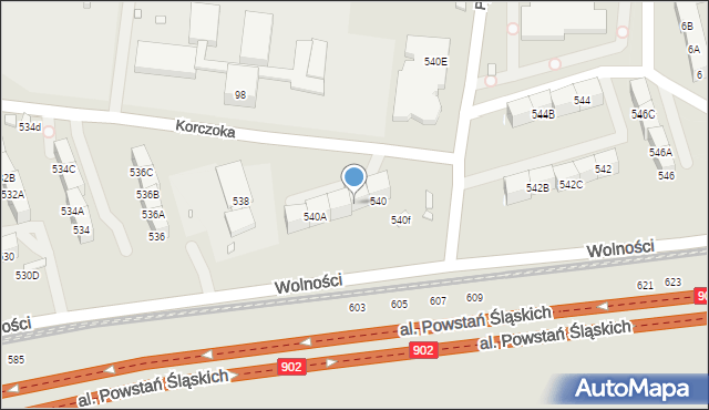 Zabrze, Wolności, 540C, mapa Zabrza