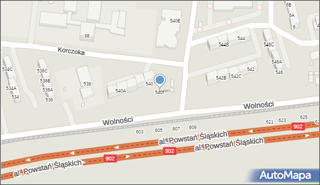 Zabrze, Wolności, 540f, mapa Zabrza